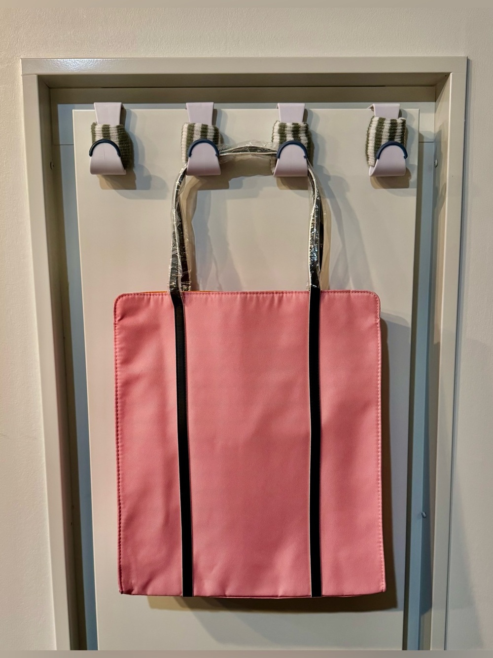 Clinique Pink Tote with Black Trim and Silver Handles_NWT